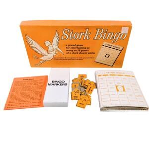 Stork Bingo The Leister Game Co. Board Game 16 Players Baby Shower 1970 Vintage